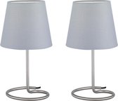 LED Tafellamp 2 Pack - Tafelverlichting - Trion Twinko - E14 Fitting - Rond - Mat Grijs - Aluminium - BSE