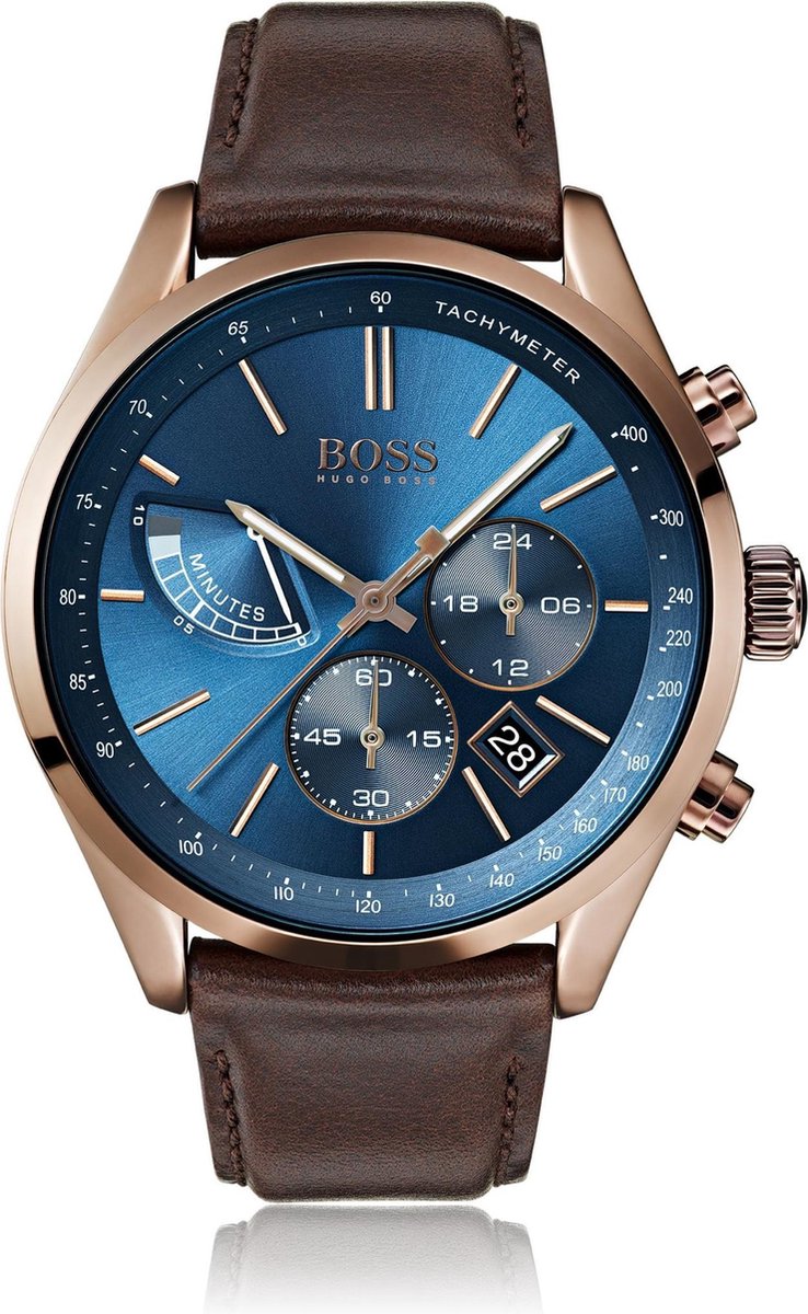 BOSS Grand Prix HB1513604 Polshorloge - Leer - Bruin - Ø 44 mm