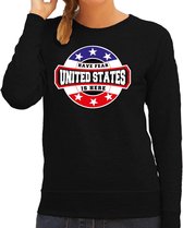 Have fear United States is here sweater met sterren embleem in de kleuren van de Amerikaanse vlag - zwart - dames - Amerika supporter / Amerikaans elftal fan trui / EK / WK / kleding S