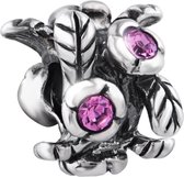 Quiges - 925 - Zilveren - Bedels -Sterling zilver - Beads - Zirkonia Roze Kraal Charm - Geschikt – voor - alle bekende merken - Armband Z670