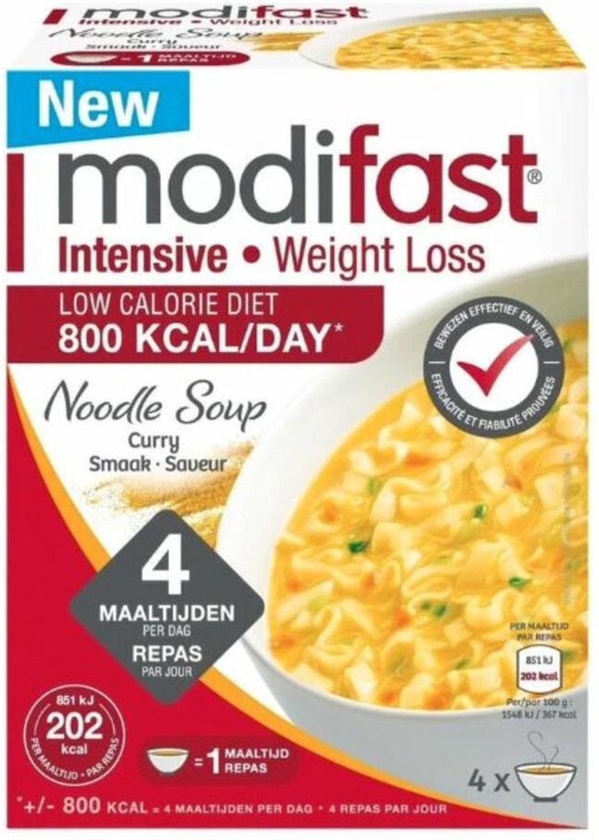 Goedkoopste Modifast Intensive Soep Curry Noodle - 6 x 220 gr - Voordeelverpakking
