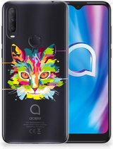 Mobiel Case Alcatel 1S (2020) GSM Hoesje Doorzichtig Cat Color