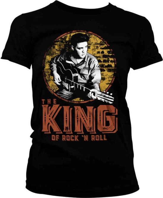 Elvis Presley Dames Tshirt -M- The King Of Rock 'n Roll Zwart