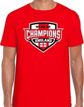 We are the champions England t-shirt met schild embleem in de kleuren van de Engelse vlag - rood - heren - Engeland supporter / Engels elftal fan shirt / EK / WK / kleding S