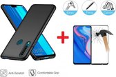 2-In-1 Screenprotector Hoesje  Bescherming Protector Set Geschikt Voor Huawei P Smart Z - Full Cover 3D Edge Tempered Glass Screen Protector Met Siliconen Back Bescherm Hoes Cover Case - Door