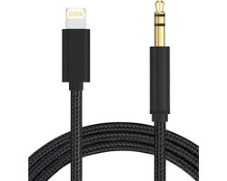 iPhone Lightning naar Headphone Jack Audio Aux Kabel - Iphone auto kabel - 3.5 mm - 1 Meter - Zwart