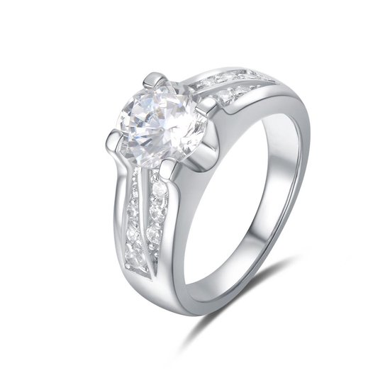 Quiges - Ring de fiançailles Classique en argent 925 avec cristal de zircone cubique - QSR10117