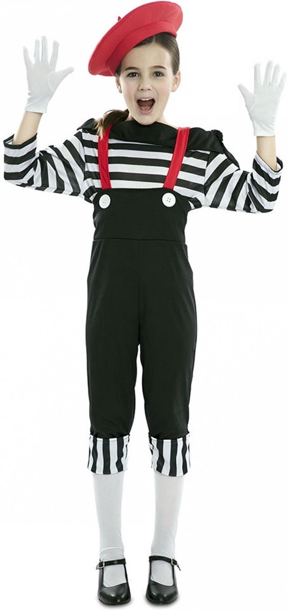 EUROCARNAVALES - Mime kostuum voor meisjes met rode baret - 2 - 4 jaar (92/104)