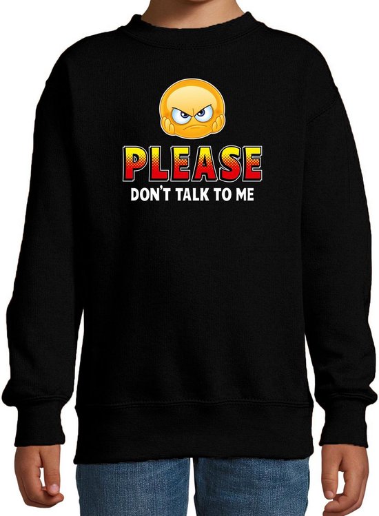 Funny emoticon sweater Please dont talk to me zwart voor kids - Fun / cadeau trui 170/176