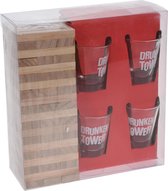 Free And Easy Drankspel Drunk Tower Hout/glas Transparant 5-delig