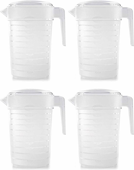 Paquet de 4x cruches en plastique / cruches à eau de 2 litres - 2000 ml - Fête / fête / été