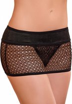 Mini Skirt w/ attached Thong - Zwart - Queen Size