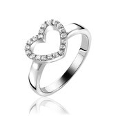 ZINZI zilveren ring hart wit ZIR1098