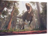 Dinosaurus T-Rex moederliefde - Foto op Canvas - 45 x 30 cm