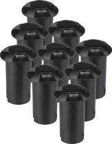 Set van 9 grondspots rond zwart 3000K 1 Watt IP67 12V - 4 Lichts