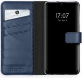Huawei P Smart (2020) Hoesje met Pasjeshouder - Selencia Echt Lederen Booktype - Blauw