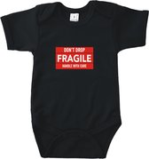 Rompertjes baby met tekst - Don't drop fragile. Handle with care - Romper wit - Maat 62/68