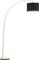 BRILLIANT lamp Clarie staande lamp 1,8m geborsteld messing / zwart | 1x A60, E27, 60W, geschikt voor standaardlampen (niet inbegrepen) | Schaal A ++ tot E | Met voetschakelaar