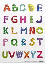 Educatieve poster (Forex) - Taal alfabet sweet monsters - 50 x 70 cm (B2)