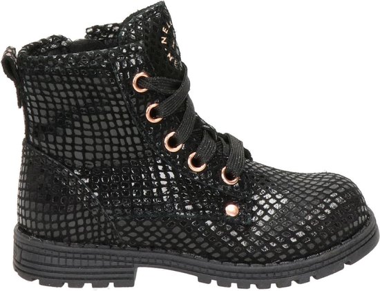 Nelson Kids meisjes veterboot Zwart Maat 24 Nelson Kids meisjes veterboot Zwart Maat 24