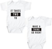 Rompertjes baby met tekst - It takes two to make a thing go right - Romper wit - Maat 74/80