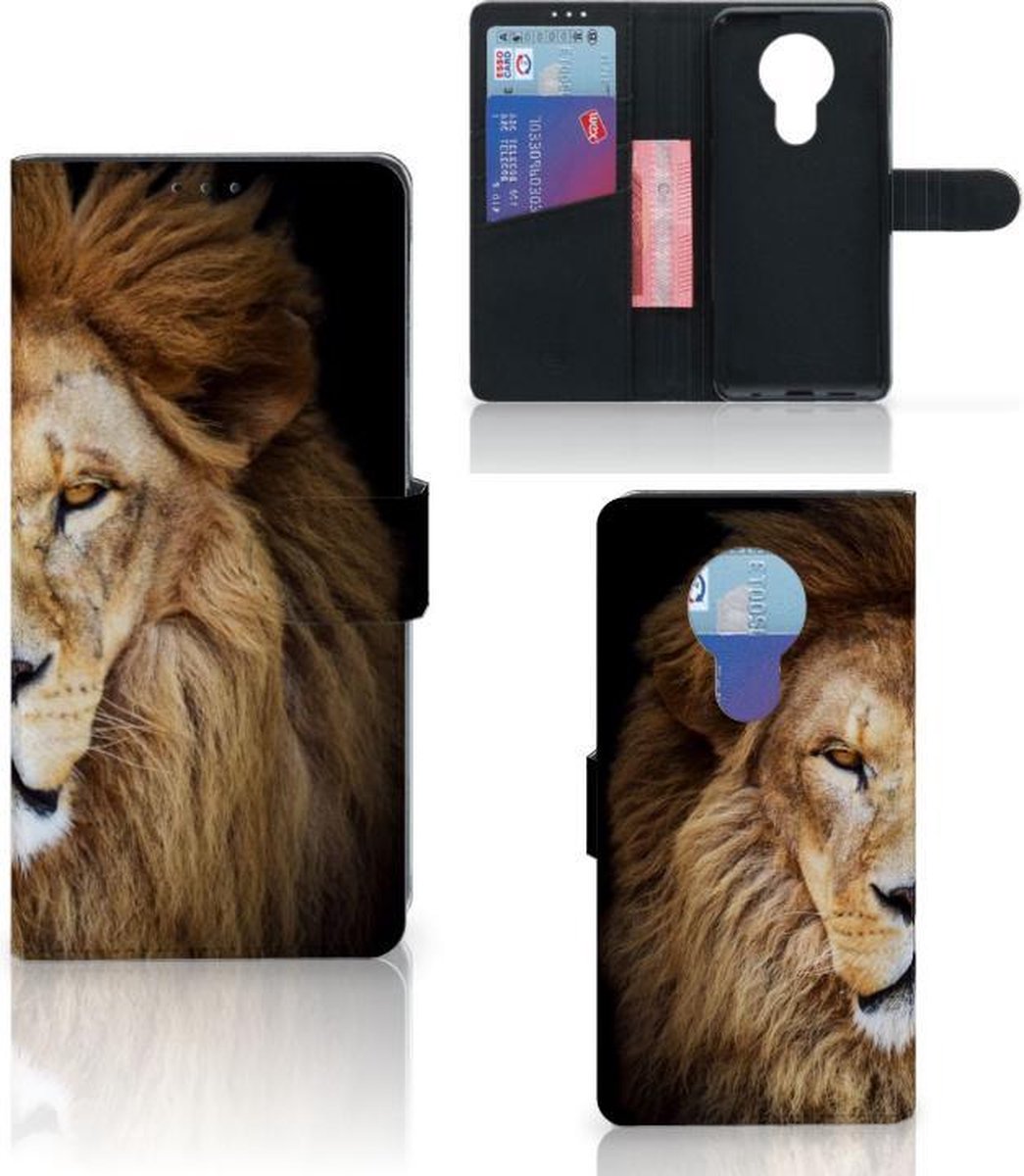 Nokia 5.3 Telefoonhoesje met Pasjes Leeuw