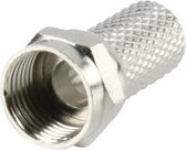 Nedis F-Connector | Recht | Male | Vernikkeld | 75 Ohm | Twist-On | Diameter kabelinvoer: 6.4 mm | Zink Legering | Zilver | 25 Stuks | Polybag