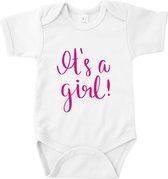 Rompertjes baby met tekst - It's a girl - Romper wit - Maat 50/56