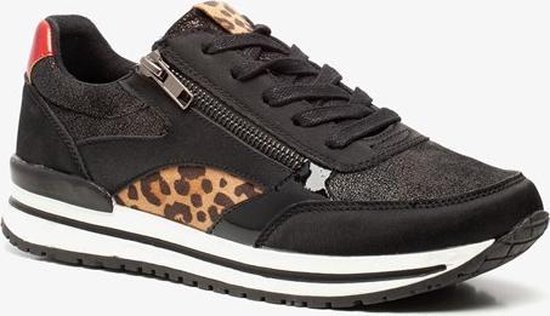 Blue Box dames sneakers met luipaardprint - Zwart - Maat 41 | bol.com