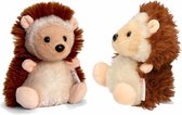 Set van 2x stuks pluche knuffel egels/egel van 14 cm - Dieren knuffelbeesten voor kinderen of decoratie