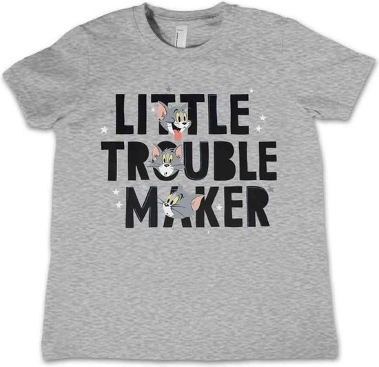 Tom And Jerry Kinder Tshirt -Kids tm 12 jaar- Tom - Little Trouble Maker Grijs