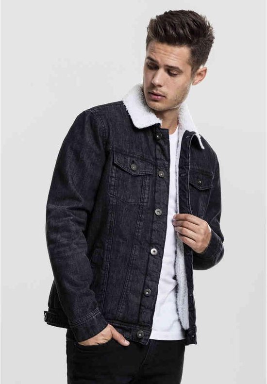 Sherpa jean jacket black sale