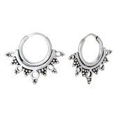 Oorbellen dames | Oorring/oorringen | Zilveren Bali hoop oorbel met versiersels | WeLoveSilver