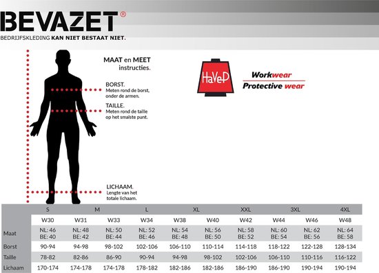HaVeP Basic 2136 Overall - Zwart - Maat 48 | bol.com