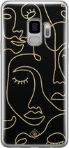 Samsung S9 hoesje siliconen - Abstract faces | Samsung Galaxy S9 case | zwart | TPU backcover transparant