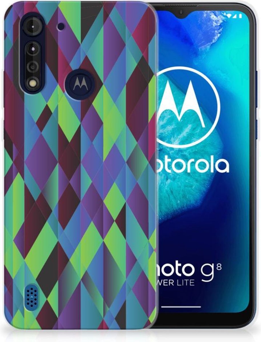 Motorola Moto G8 Power Lite TPU Hoesje Abstract Green Blue