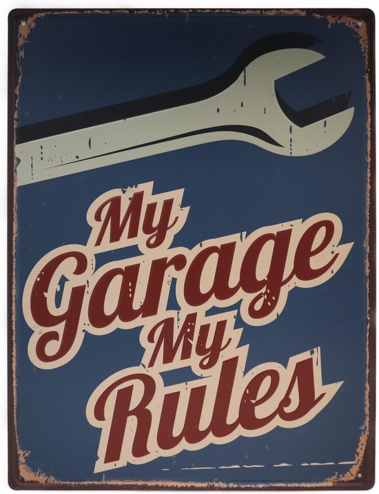 Wandbord – My Garage My Rules - Autoreparatie Vintage - Retro - ... | bol.com