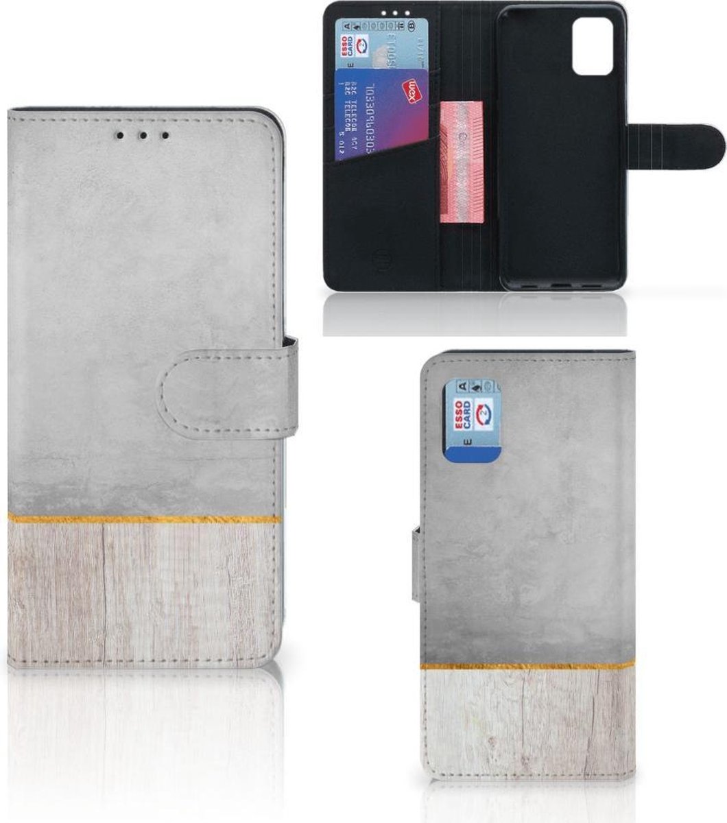 Book Case voor Samsung Galaxy A31 Book Style Case Wood Concrete