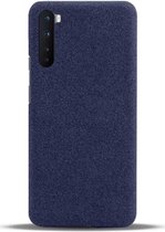 OnePlus Nord Hoesje Stof Textuur Back Cover Blauw