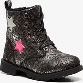 Blue Box meisjes veterboots met slangenprint - Zilver - Maat 25