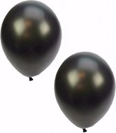 40x stuks metallic zwarte grote ballonnen 36 cm - Feestartikelen/versiering
