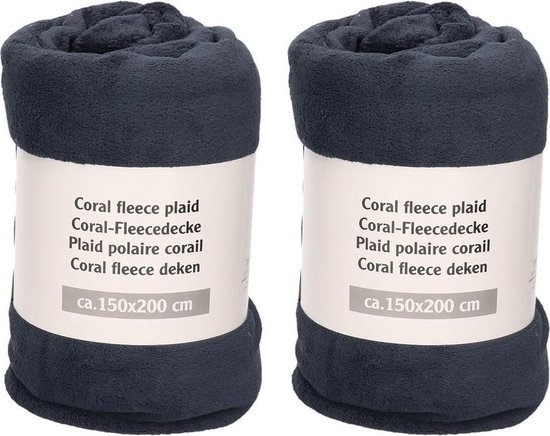 Set van stuks blauwe fleece dekens - 150 200 cm - plaids/... | bol.com
