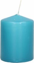 1x Turquoise blauwe cilinderkaarsen/stompkaarsen 6 x 8 cm 21 branduren - Geurloze kaarsen turkoois blauw - Woondecoraties