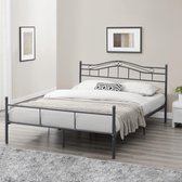 Metalen bedframe Florenz met bedbodem donkergrijs 140x200