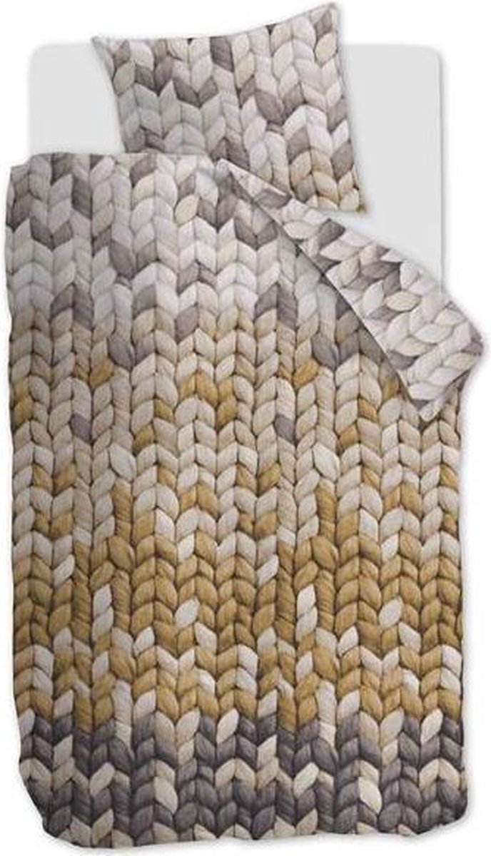 Ariadne at Home Nisa - Dekbedovertrek - Eenpersoons - 140x200/220 cm - Flanel - Ochre