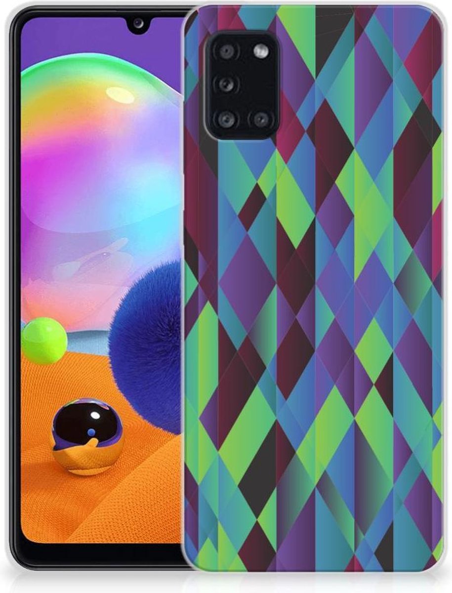 Samsung Galaxy A31 TPU Hoesje Abstract Green Blue