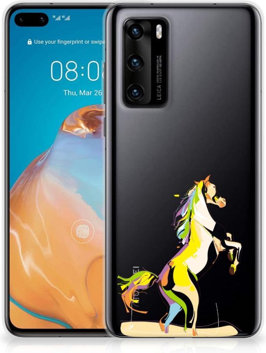 Huawei P40 Telefoonhoesje met Naam Horse Color