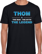 Naam cadeau Thom - The man, The myth the legend t-shirt  zwart voor heren - Cadeau shirt voor o.a verjaardag/ vaderdag/ pensioen/ geslaagd/ bedankt L