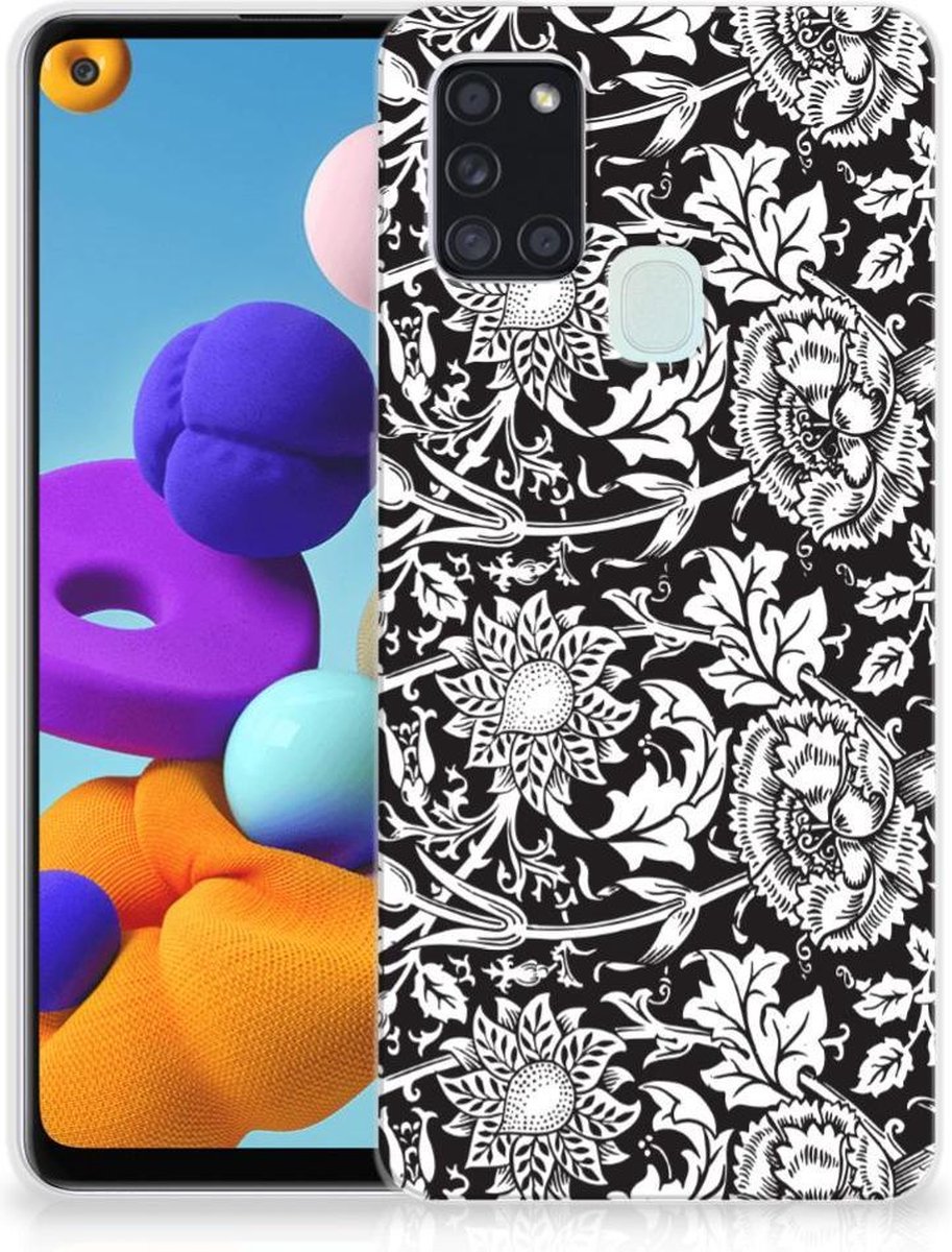 Samsung Galaxy A21s TPU Case Black Flowers