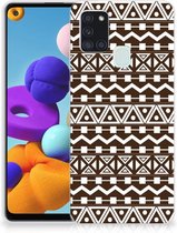 Leuk TPU Backcase Geschikt voor Samsung Galaxy A21s Telefoon Hoesje Aztec Brown